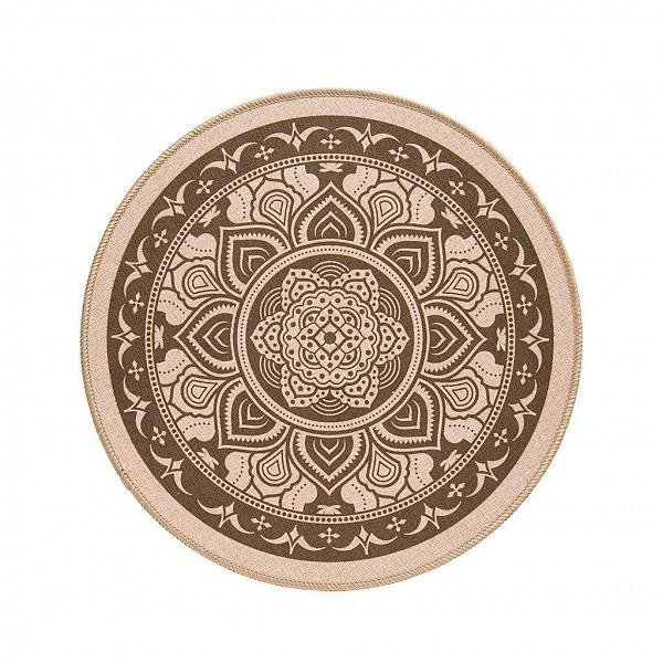 Jogo Americano Loom Circular 38cm Avulso Liva Print Mandala Taupe