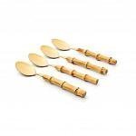 Conjunto de Colheres de Sobremesa 4 Pecas Garbo Bamboo Natural Dourado