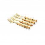 Conjunto de Garfos de Sobremesa 4 Pecas Garbo Bamboo Natural Dourado