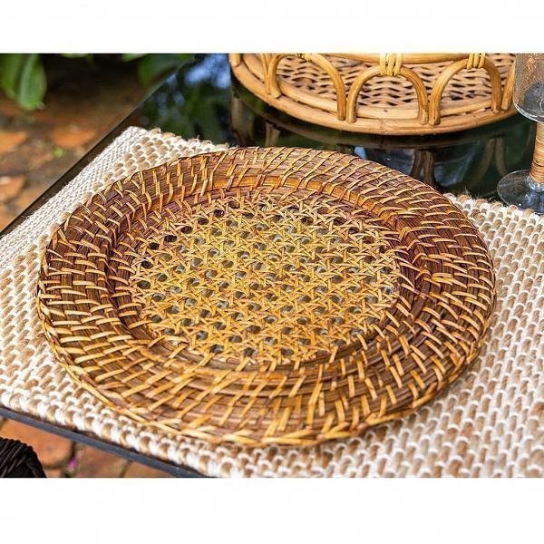 Sousplat Circular Rattan Bambu Natural